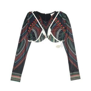 NWT B Fyne Printed Long Sleeve Swimsuit Coverup Rashguard M